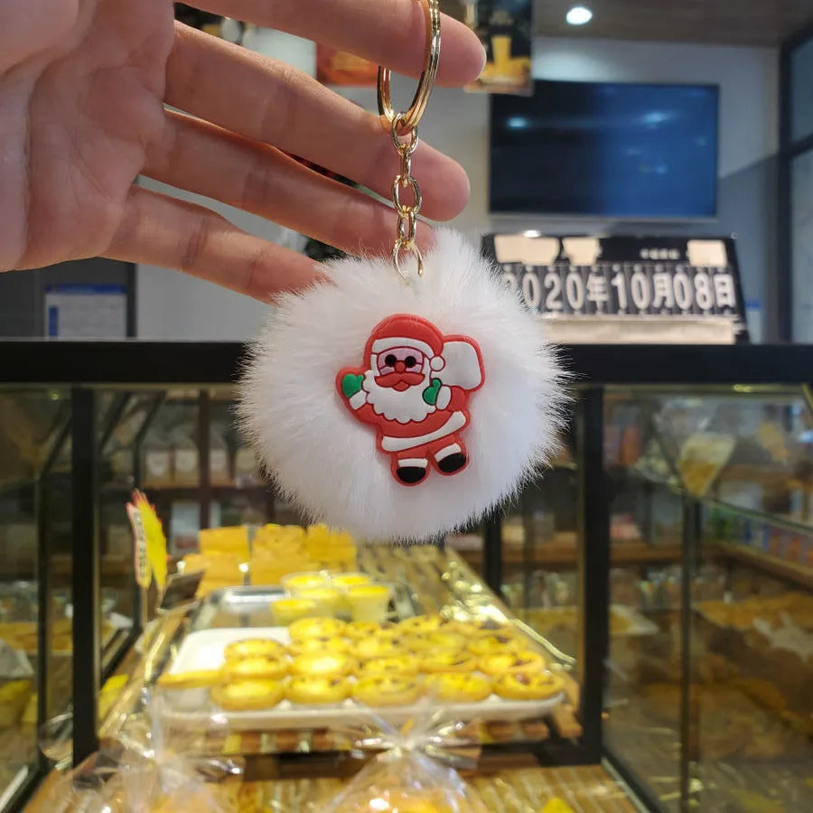creative three-dimensional christmas fur ball bag pendant keychain