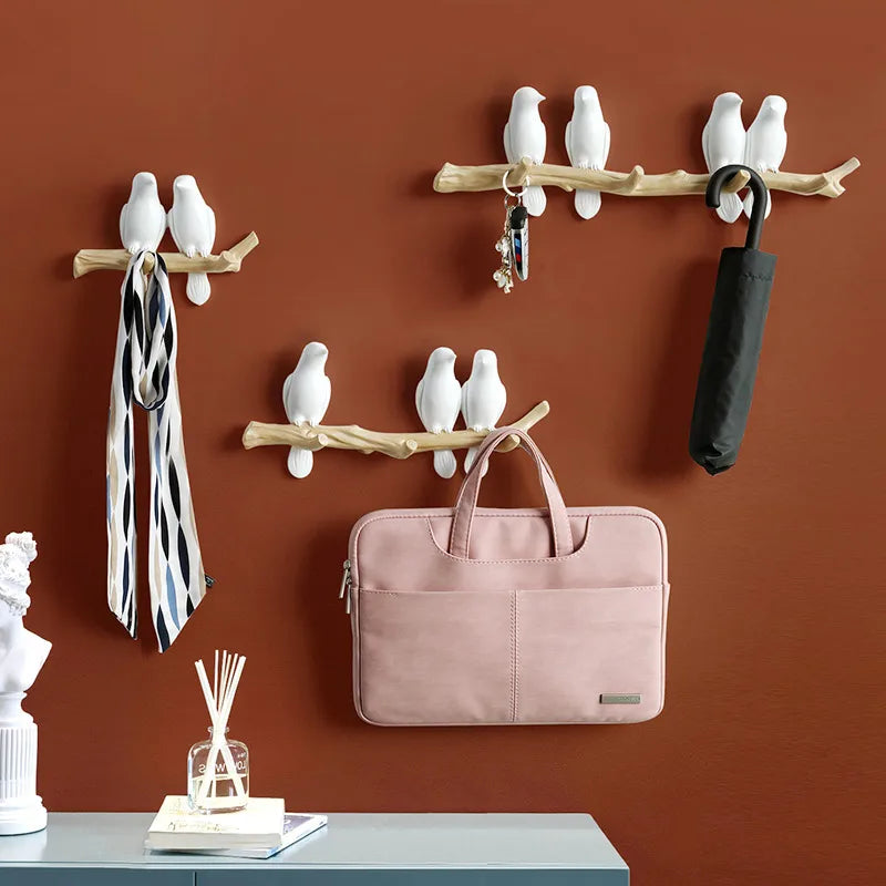 Nordic Creative Bird Decoration Hook Hallway Wall Seamless Key Hook Punch-free Wall Decoration Wall Hanging Coat Hook