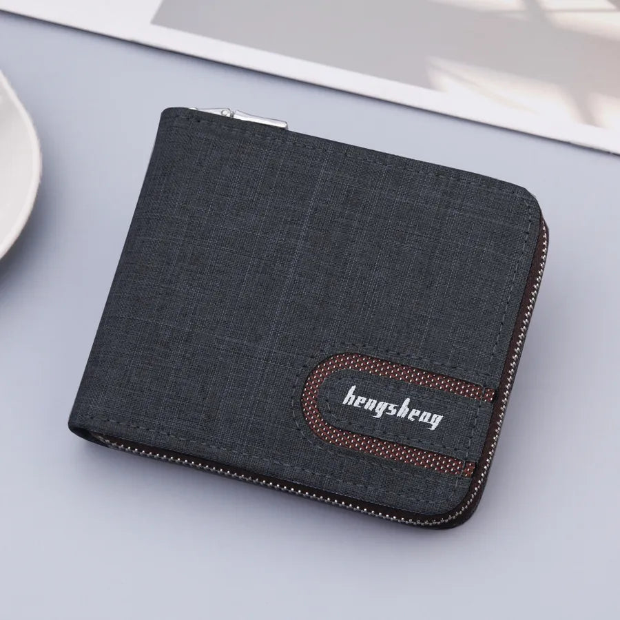 men's short wallet men wallet zipper wallet canvas small wallet multi-functional dollar multi-Card Factory