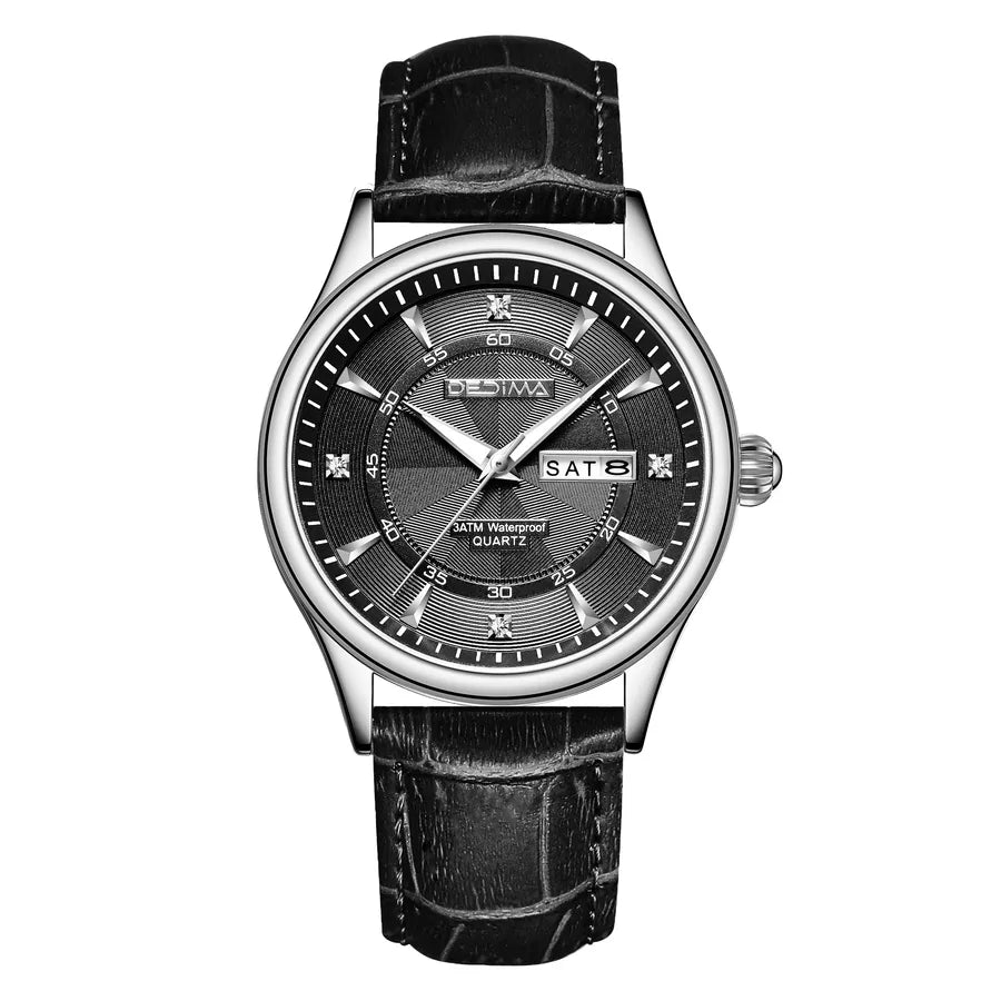 Casual Color Block Solid Color Butterfly Double Snap Quartz Men's Watches