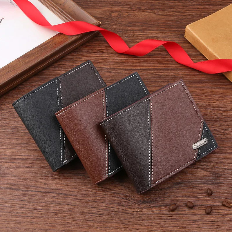 Men's Solid Color PVC Open Small Wallets