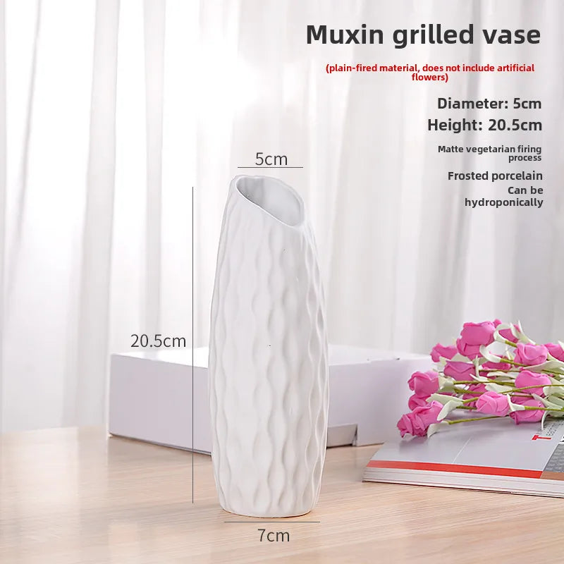 Simple Modern Star Ceramic Vase Ornaments Living Room White Porcelain Fresh Dried Flower Creative Ceramic Flower Set