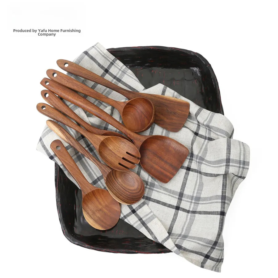 Spring Festival Kitchenware Dabuan New Acacia Wood Non-stick Pan Wooden Spatula High Temperature Resistant Solid Wood Hot Pot Spoon Wooden Spatula Spoon Set