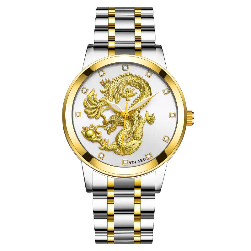 fashion dragon single folding buckle quartz men's watches