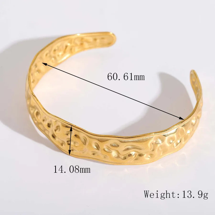 Simple Style Classic Style Solid Color 304 Stainless Steel 18K Gold Plated Bangle In Bulk