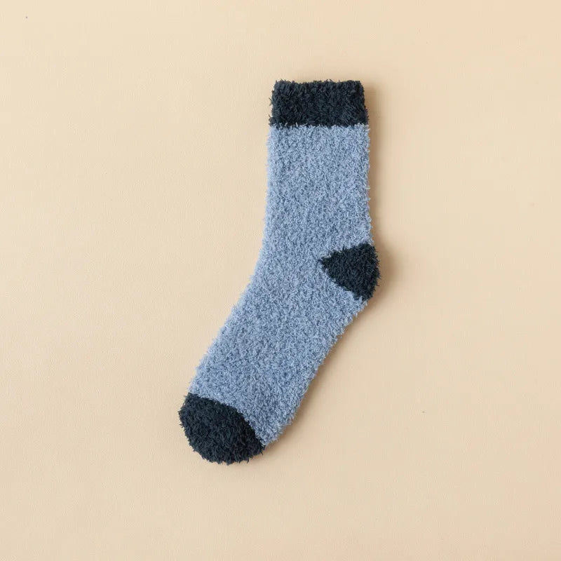wool-free coral velvet socks men's mid-tube socks autumn and winter men's home warm floor plush socks