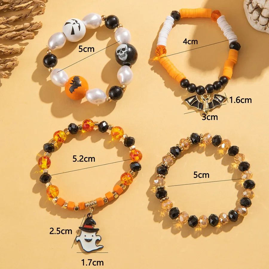 Ghost Bat Halloween Bracelets Women's Fashion Seed Bead Bracelet Set Women's Bracelets Glass Material Pumpkin Skull Design