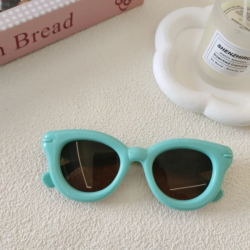 Sweet Simple Style Solid Color Resin Special-Shaped Mirror Full Frame Kids Sunglasses
