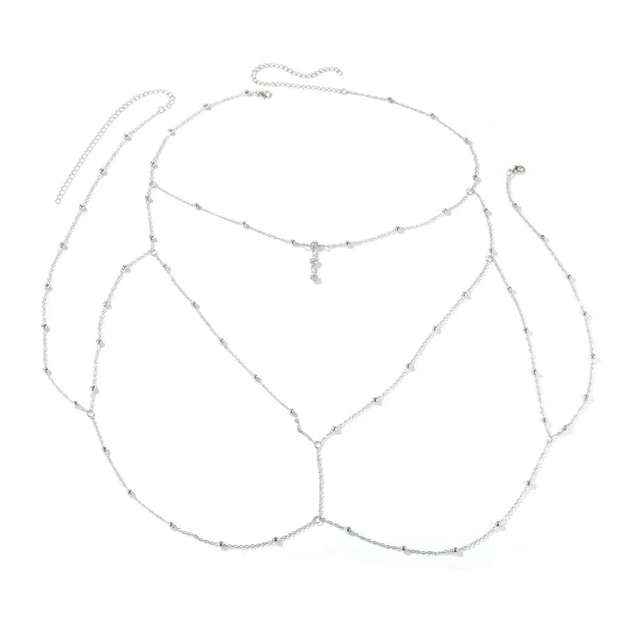 hot-saling sexy simple body clothing chain hollow multi-layer chest chain trendy fashion alloy body chain