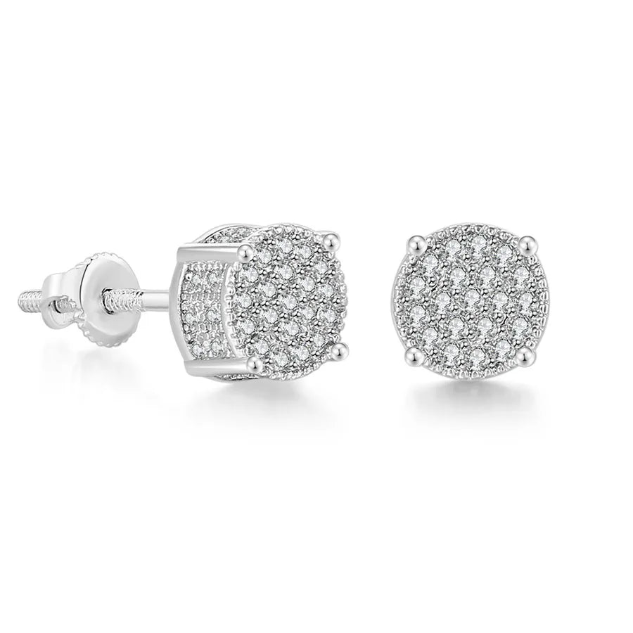 1 Pair Hip-Hop Round Square Heart Shape Plating Inlay Copper Zircon White Gold Plated Gold Plated Ear Studs