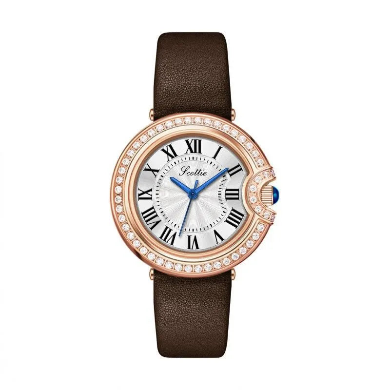 Elegant Color Block Solid Color Butterfly Double Snap Buckle Quartz Watch Women's Watches