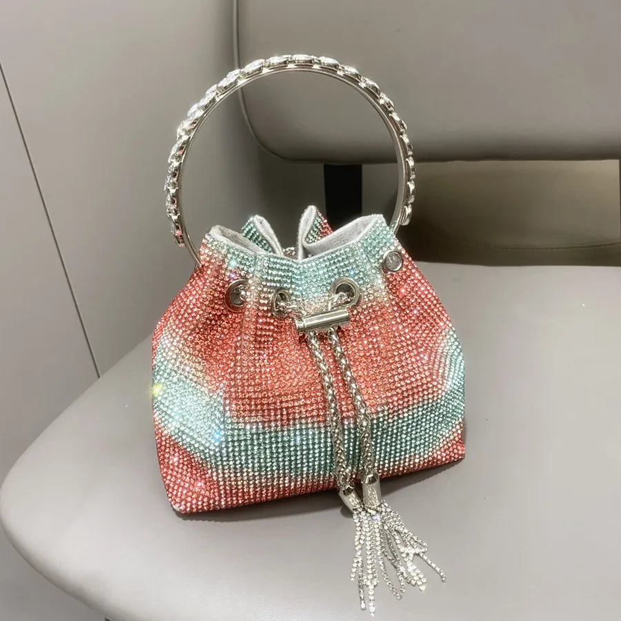 Women's Medium Polyester Color Block Elegant Bucket String Bucket Bag