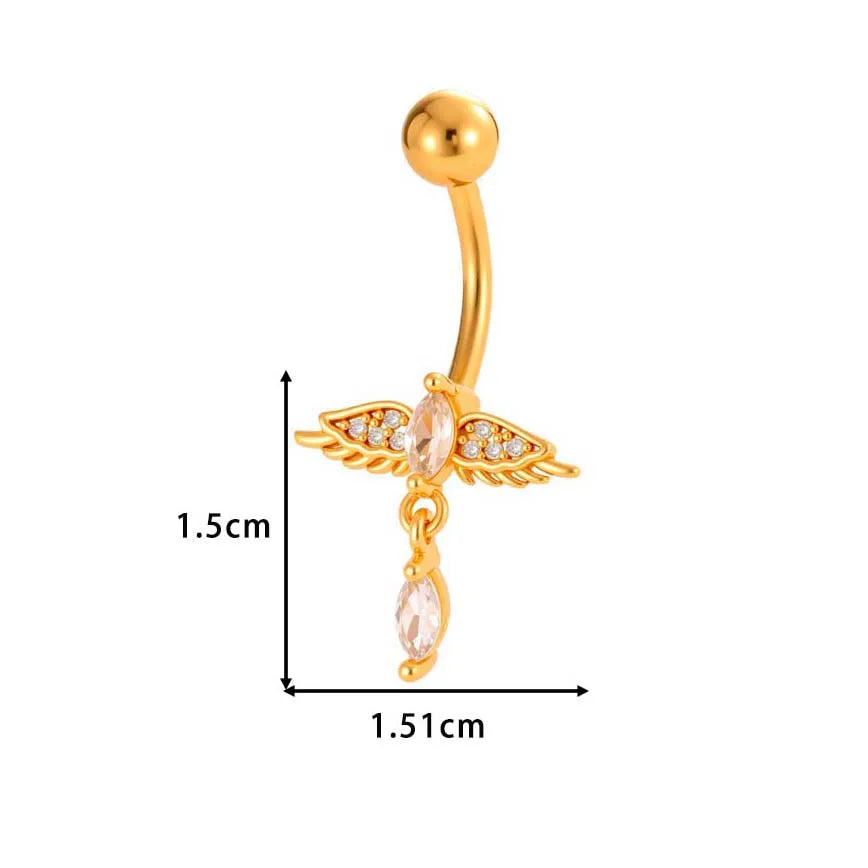 1 Piece Belly Rings IG Style Simple Style Classic Style Cross Flower Butterfly Copper Cross Flowers Butterfly Zircon Belly Rings