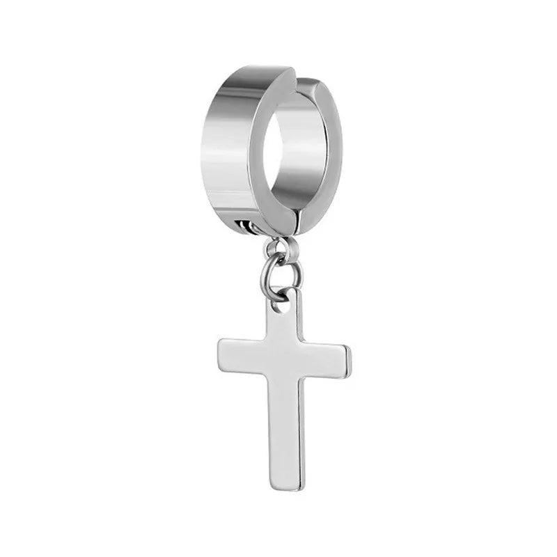 simple style cross titanium steel plating ear clips 1 piece