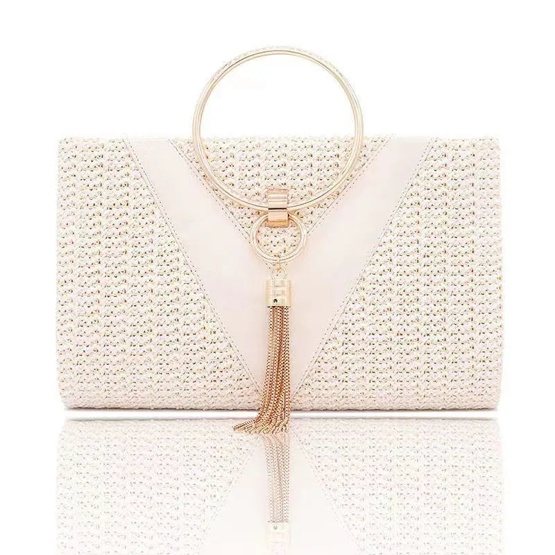 Women's Straw Geometric Elegant Streetwear Square Magnetic Buckle Handbag Evening Bag Straw Bag
