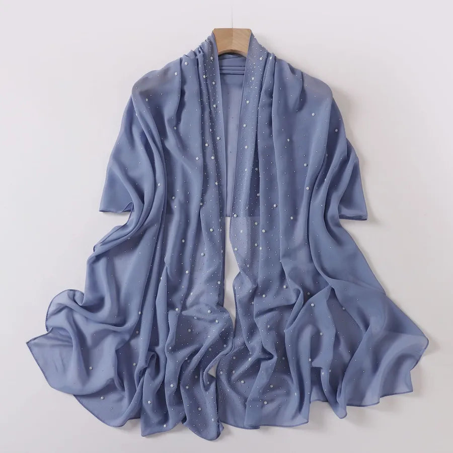 wholesale pearl chiffon ceramic gypsophila hot drill long scarf Hui scarf Indonesia Middle East Africa turban