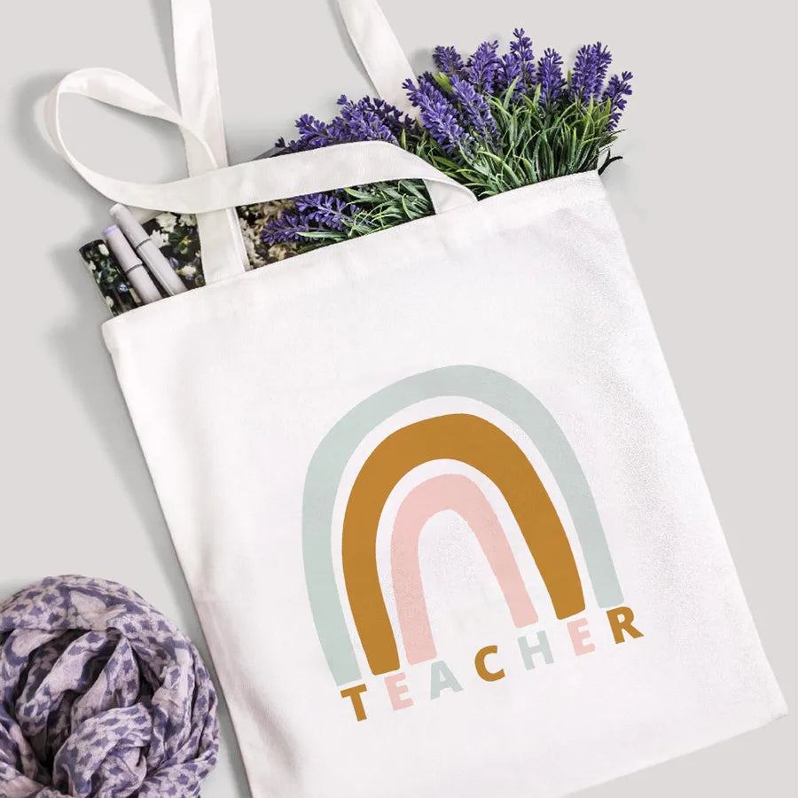 foreign trade Teach Love Rainbow printed canvas bag shoulder bag student fashion handbag spot