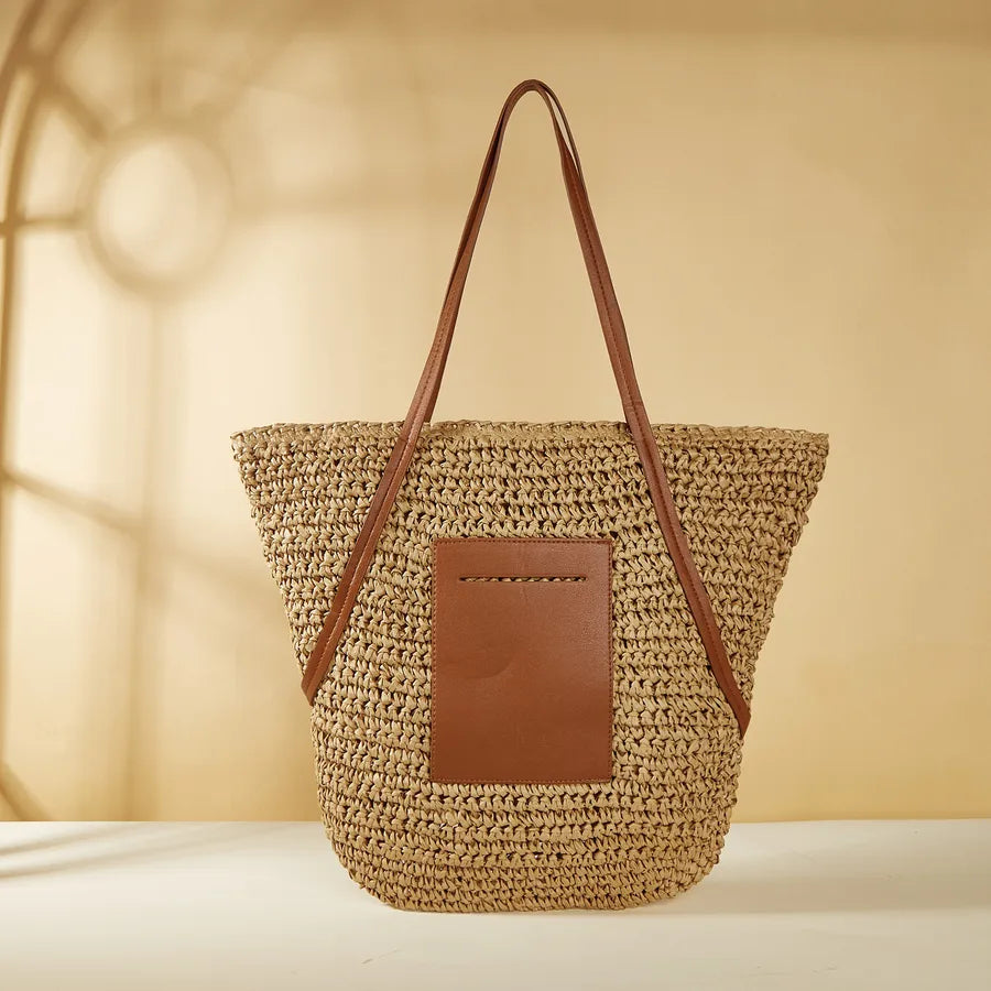 New Bucket Handbag Women's Bag Straw Bag Large Capacity Woven Bag Beach Bag Handbag