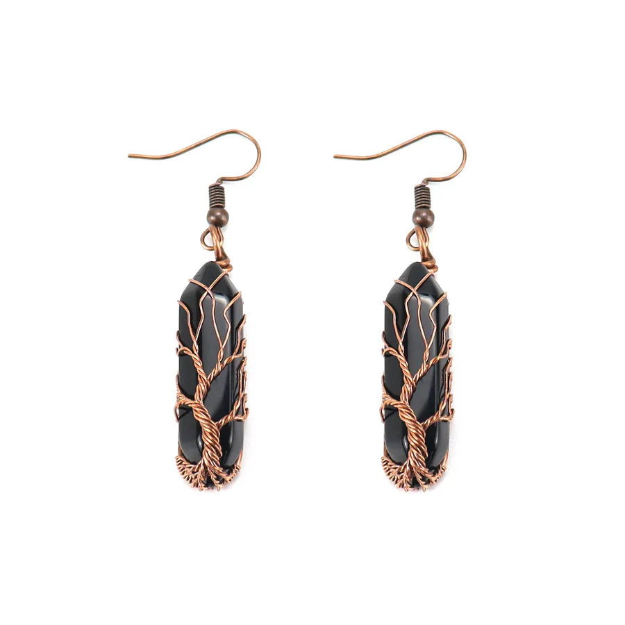 fashion hexagon prism artificial crystal copper plating drop earrings 1 pair