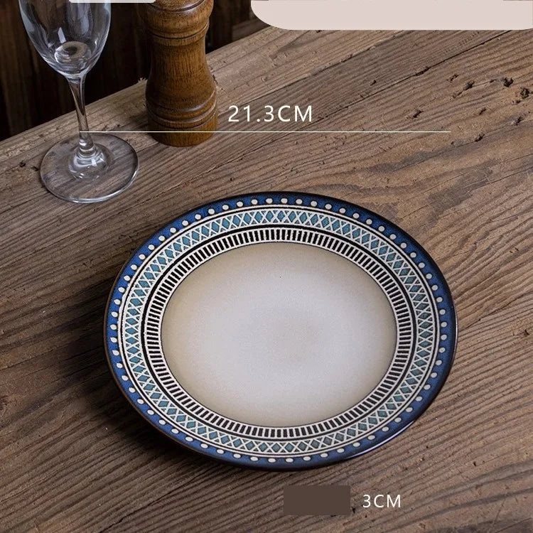 Retro Solid Color Flower ceramics Tableware 1 Piece