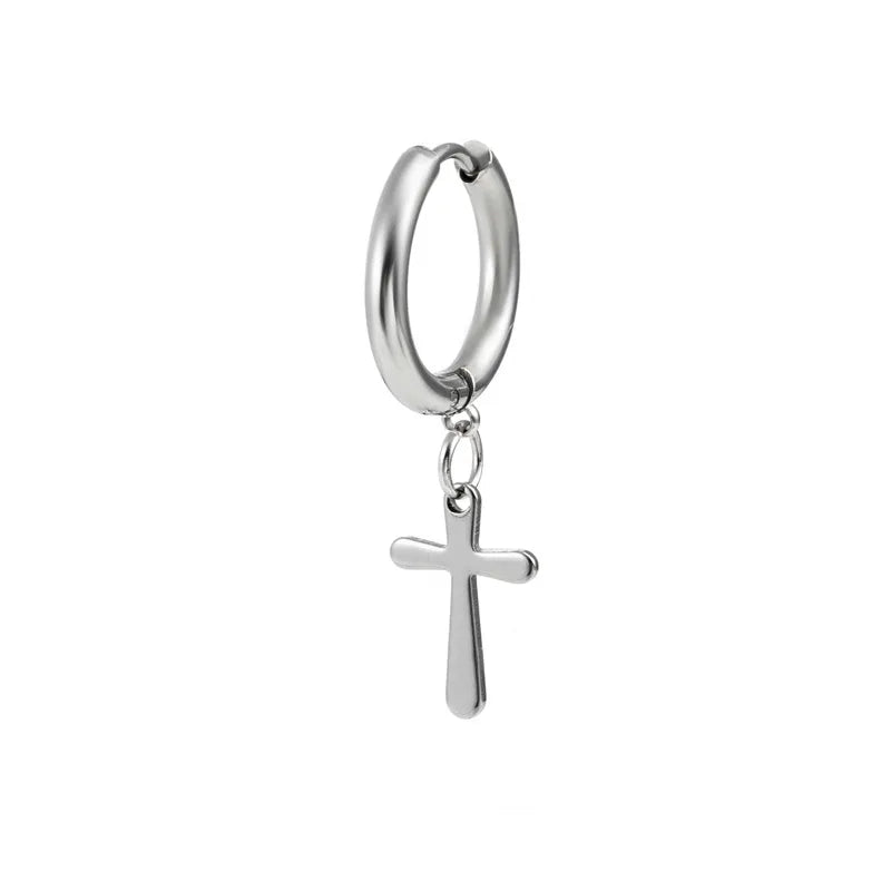 fashion cross heart shape stainless steel polishing drop earrings 1 piece