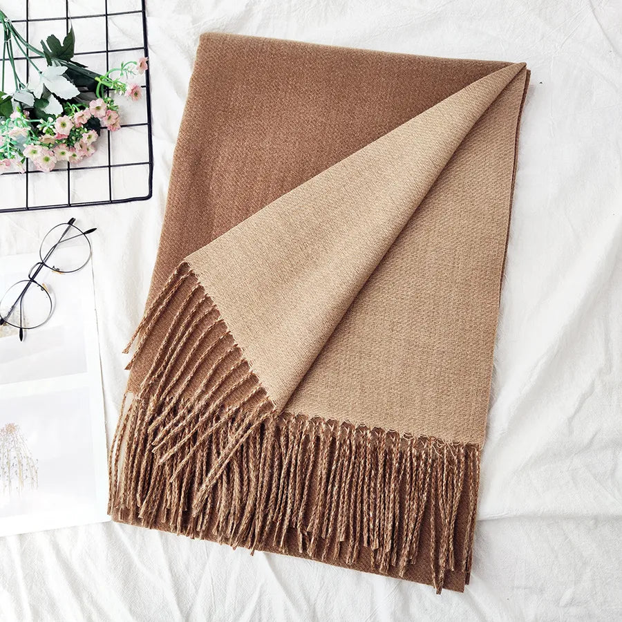 Unisex Sweet Simple Style Solid Color Imitation cashmere Polyester Scarf