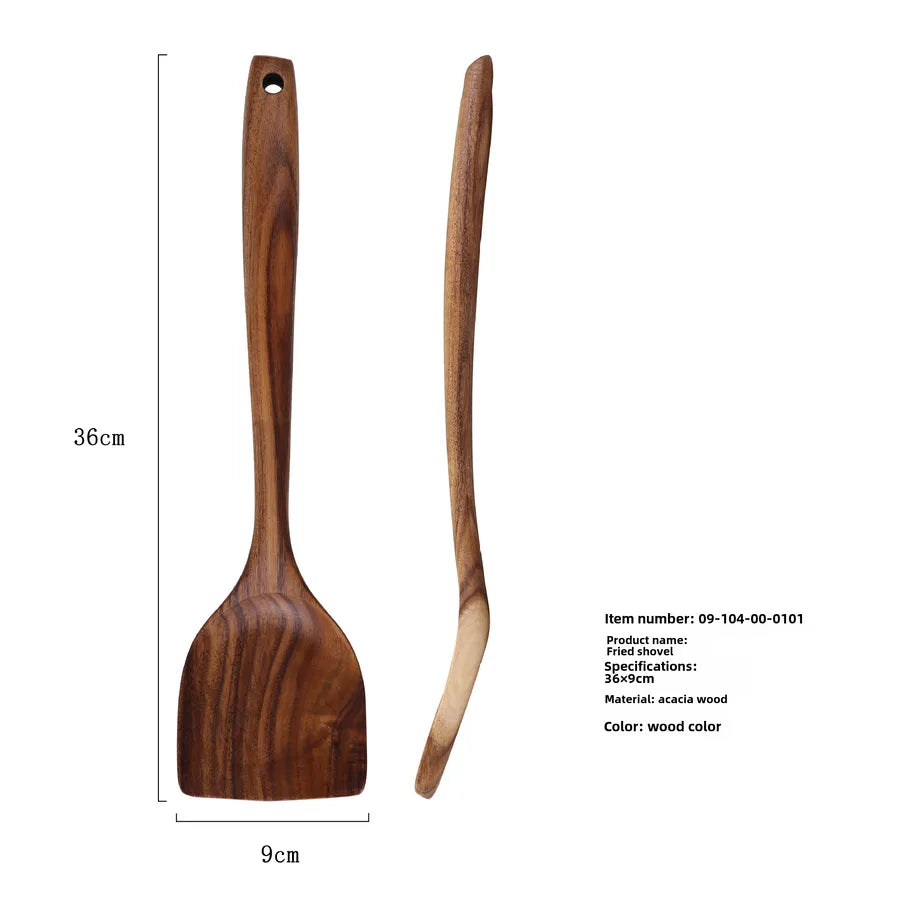 Spring Festival Kitchenware Dabuan New Acacia Wood Non-stick Pan Wooden Spatula High Temperature Resistant Solid Wood Hot Pot Spoon Wooden Spatula Spoon Set