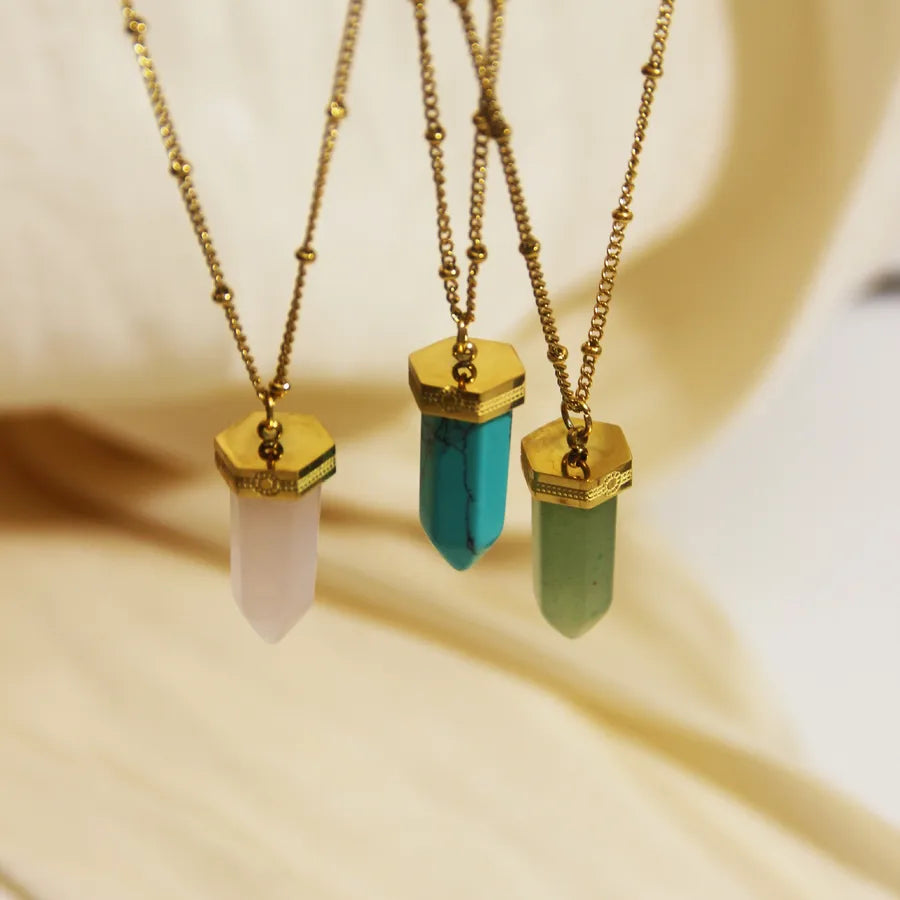 Simple Style Geometric natural stone Titanium Steel Pendant Necklace In Bulk