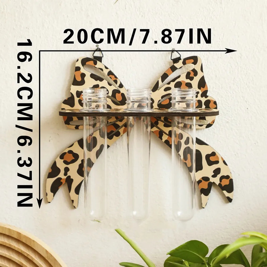 Simple Style Bow Knot Leopard Wood Storage Rack Wall Art