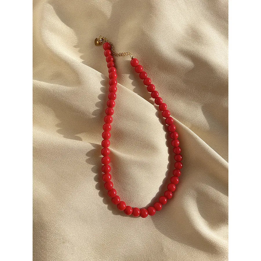 Simple Style Geometric Beaded natural stone Titanium Steel 18K Gold Plated Necklace In Bulk