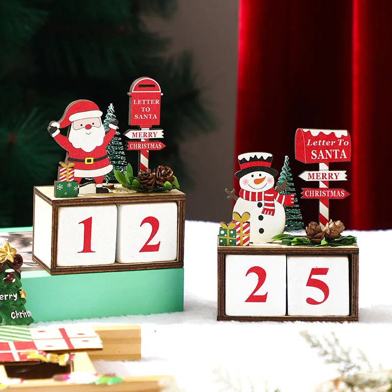 Christmas Wooden Pinecone Countdown Calendar Decorative Mailbox Countertop Ornaments Business Countryside New Style
