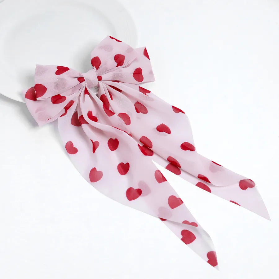 Elegant Lady Sweet Women's Heart Shape Bow Knot Cloth Hair Clip