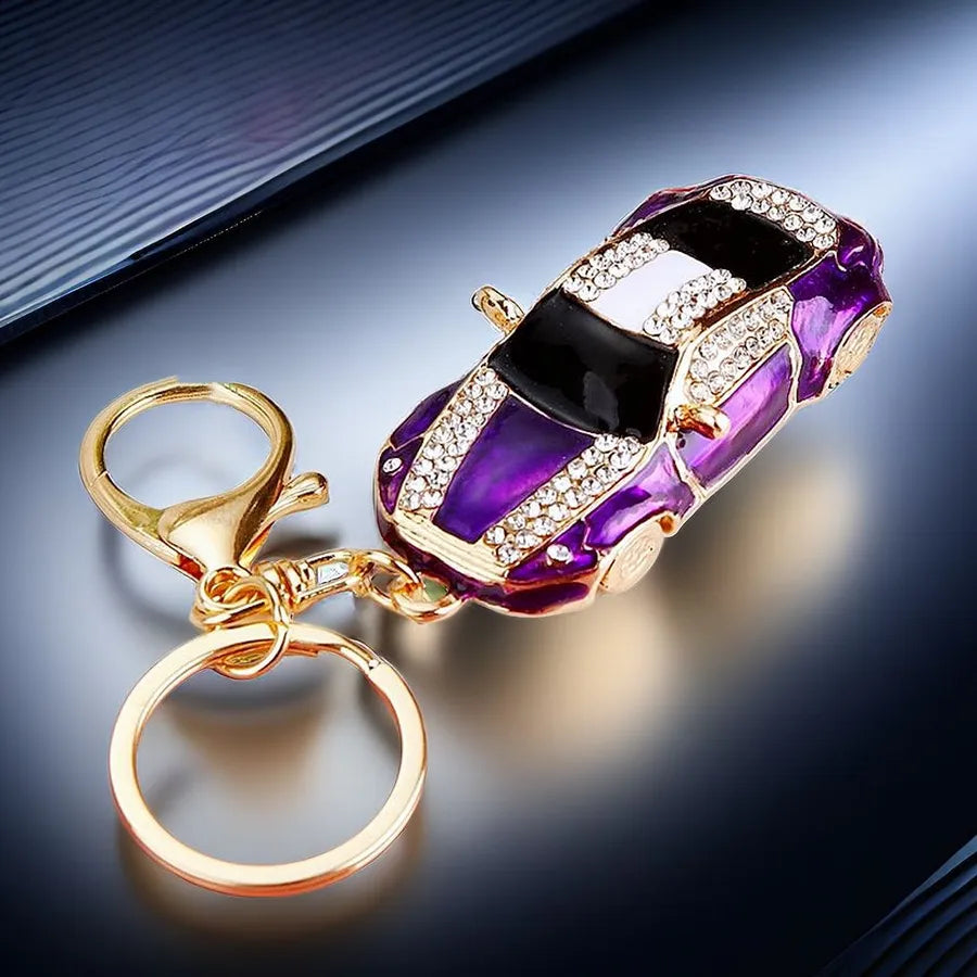 cute car metal diamond women's bag pendant keychain