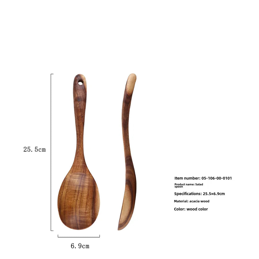 Spring Festival Kitchenware Dabuan New Acacia Wood Non-stick Pan Wooden Spatula High Temperature Resistant Solid Wood Hot Pot Spoon Wooden Spatula Spoon Set