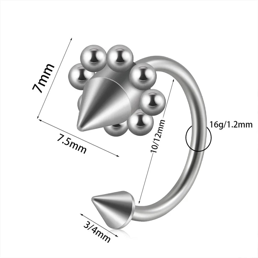 1 Piece Lip Rings Casual Simple Style Solid Color 304 Stainless Steel Plating