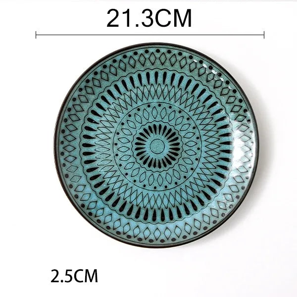 Retro Solid Color Flower ceramics Tableware 1 Piece