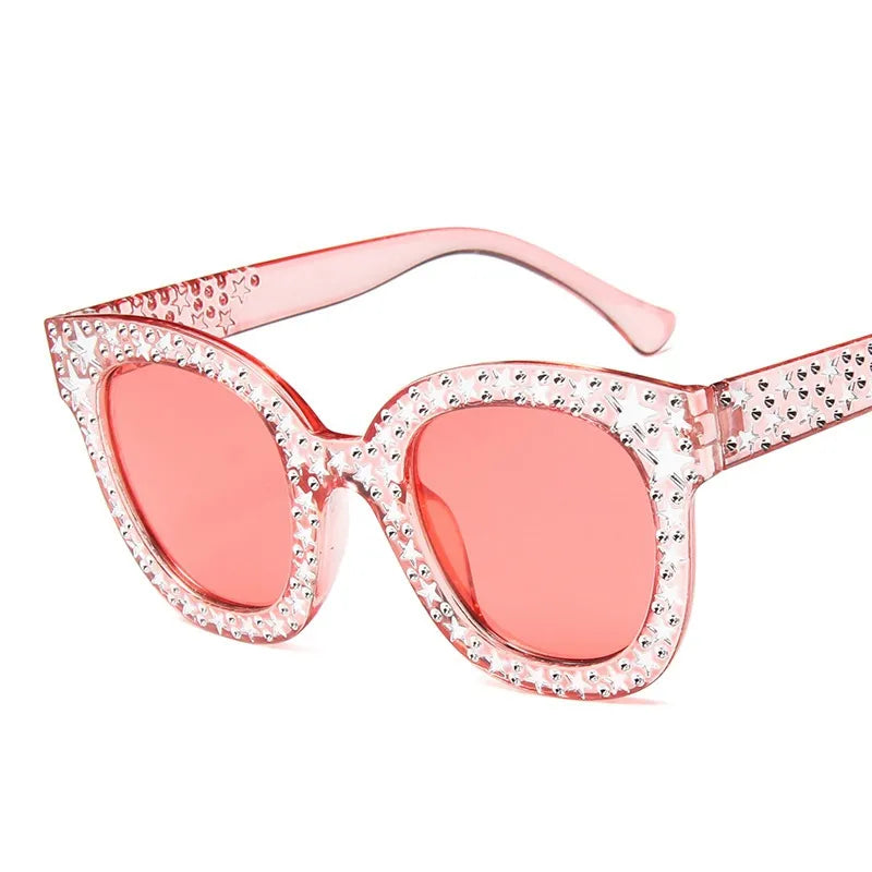 retro star ac round frame imitation diamond full frame women's sunglasses