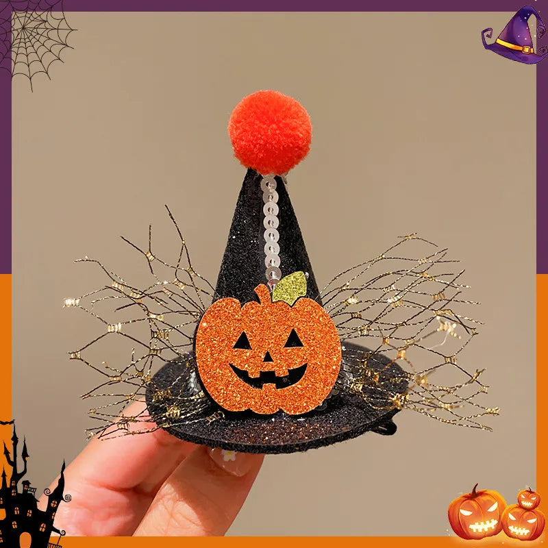 Halloween Cute Funny Kid'S Pumpkin Bat Hair Clip