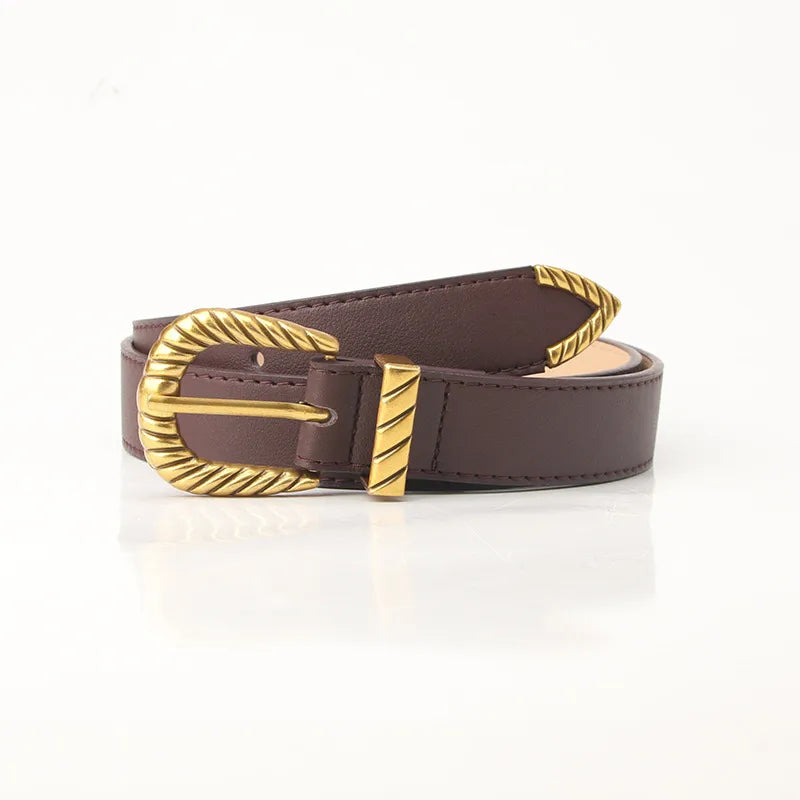 Simple Style Solid Color Pu Leather Alloy Women's Leather Belts