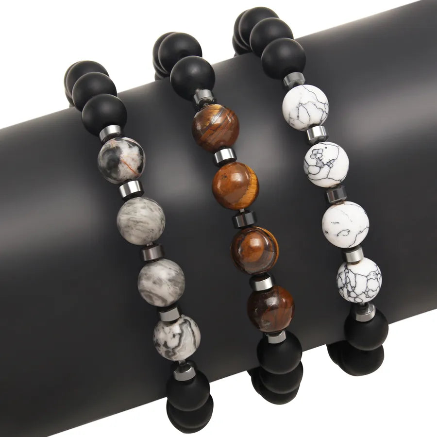 classic style streetwear geometric natural stone beaded men's rosary