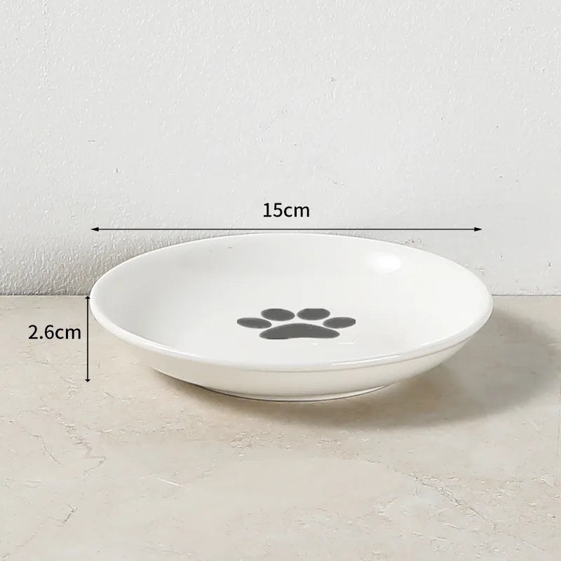 Nordic Style Pet Ceramic Bowl High Footed Cat Food Bowl Snack Can Head Plate Anti-neck Disease Anti-overturn Cat Food Basin