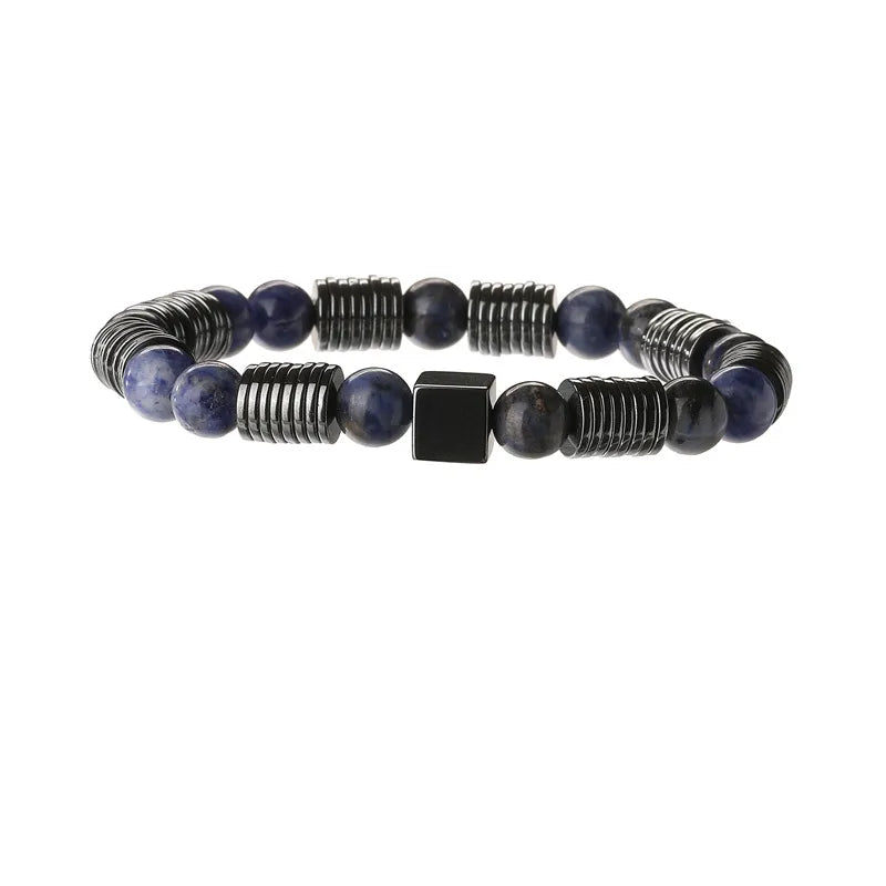 Geometric natural stone black gallstone Bracelets In Bulk