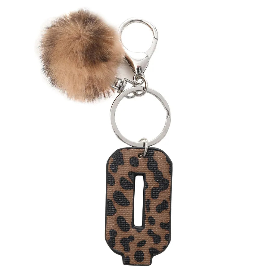 retro leopard pu leather bag pendant keychain