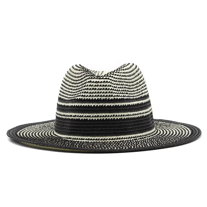 women's simple style classic style color block flat eaves straw hat