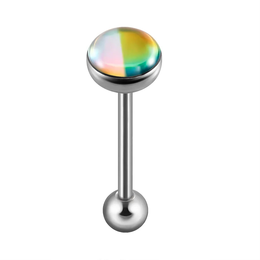 1 Piece Tongue Rings Casual Elegant Vacation Round 304 Stainless Steel Polishing Enamel Inlay Resin Opal Tongue Rings