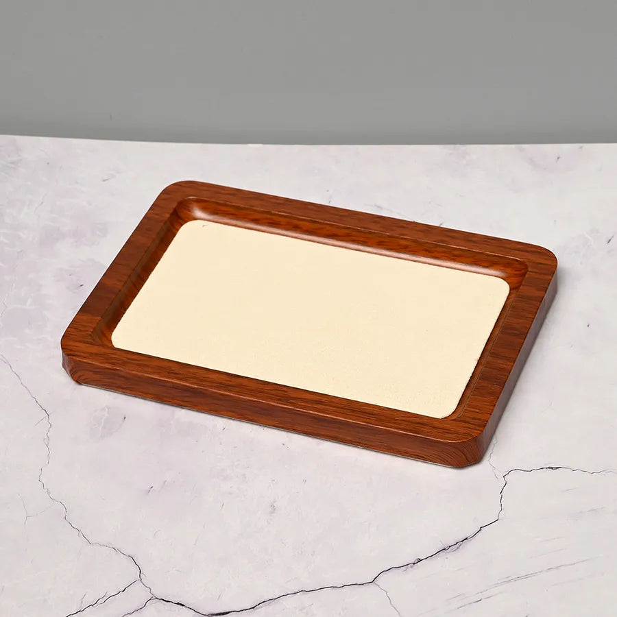 Handmade DIY Jewelry Display Plate Earring Bracelet Ring Square Rectangle Decorative Storage Tray Simple Style Wooden Velvet