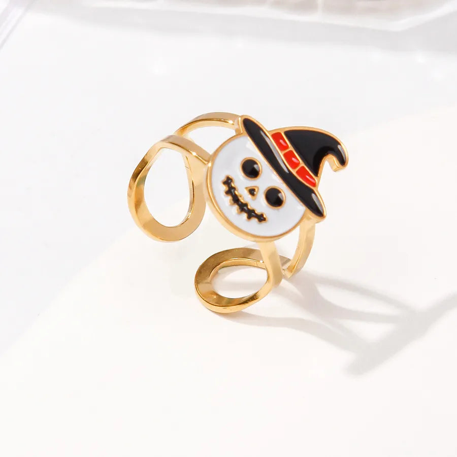 Stainless Steel Halloween Christmas Ring Fashion Universal Design Open Monster Ring Jewelry Cartoon Figures Pattern
