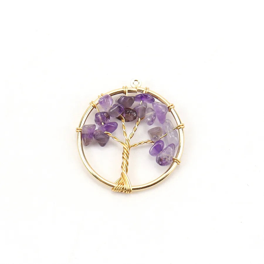 simple style lucky tree natural stone agate wholesale pendants