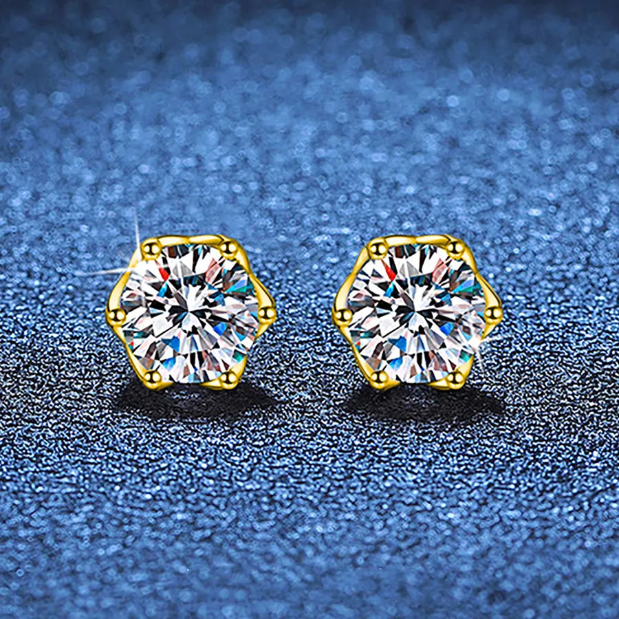 1.0ct Moissanite 925 Sterling Silver Drop Earrings Earrings GRA Certificate Round Brilliant Cut Geometric 18K Gold Plated Drop Earrings Earrings