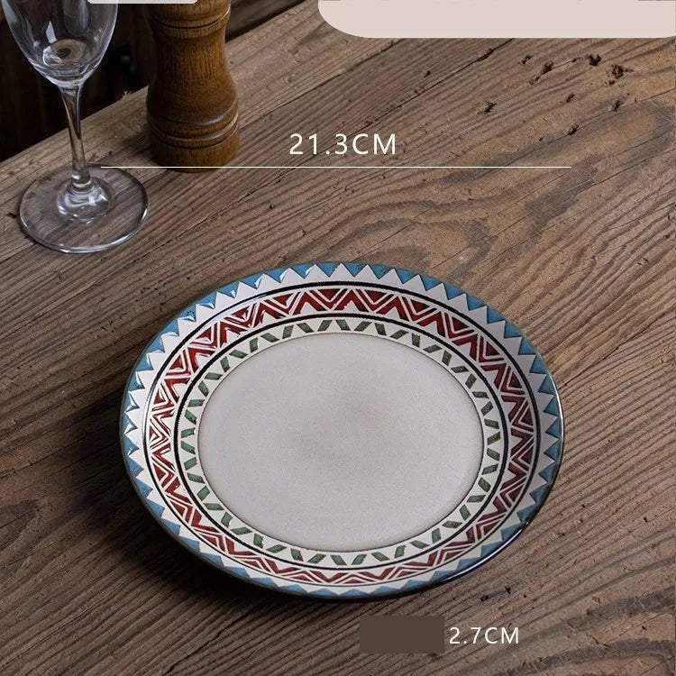 Retro Solid Color Flower ceramics Tableware 1 Piece